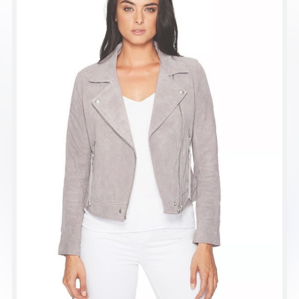 Blank NYC Cloud Grey Faux Suede Moto Jacket Size M